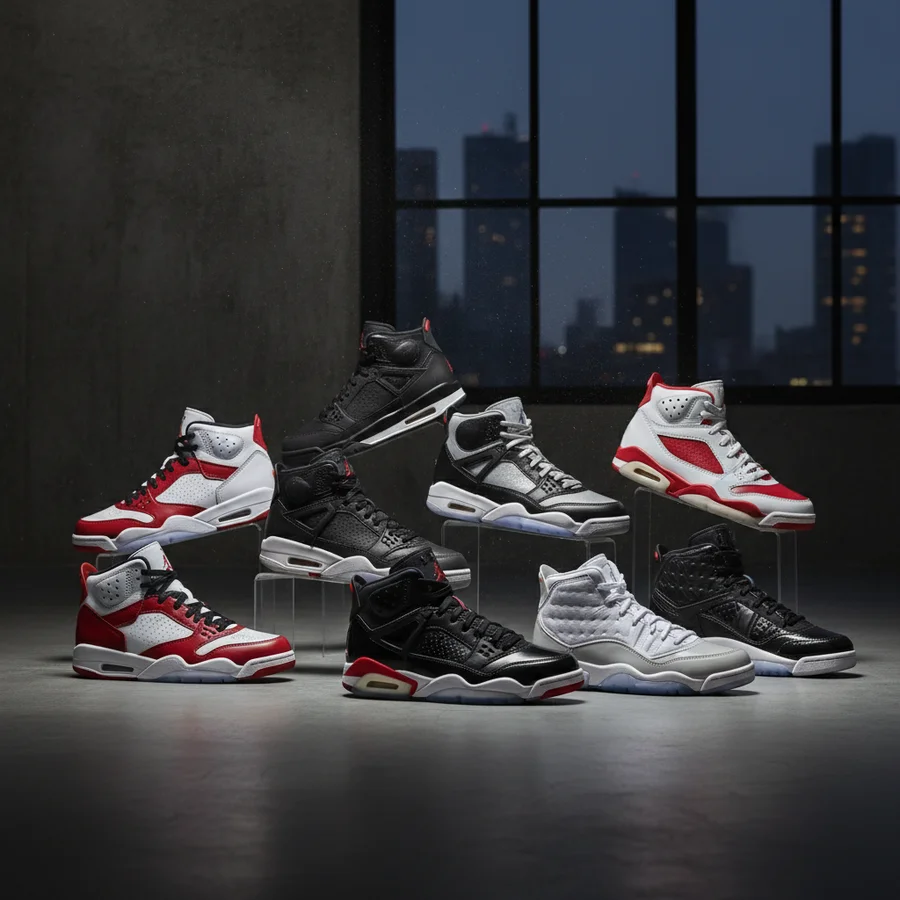 A collection of various Air Jordan Retro sneakers