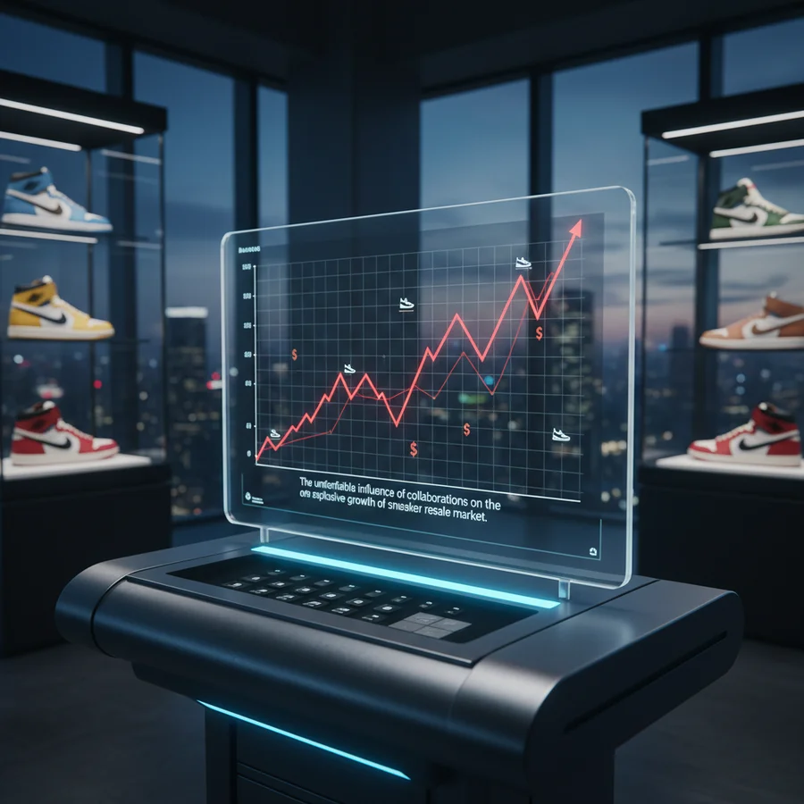 A financial graph showing rising value of limited edition sneakers on the resale market