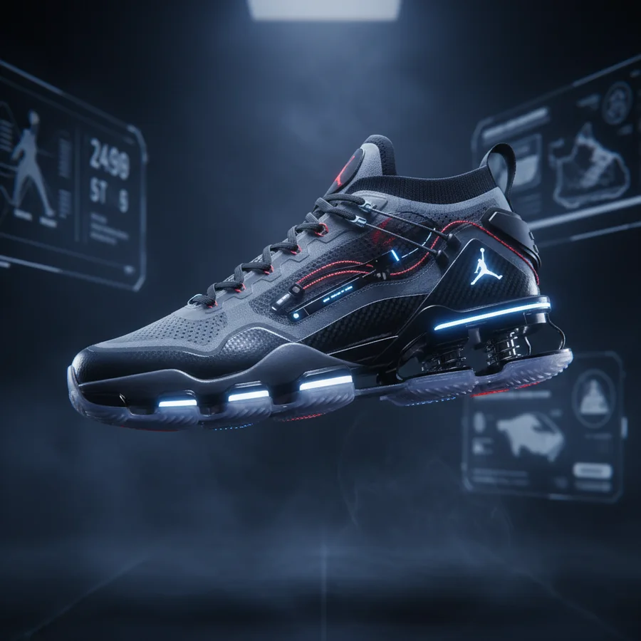 A modern Air Jordan sneaker with advanced technology