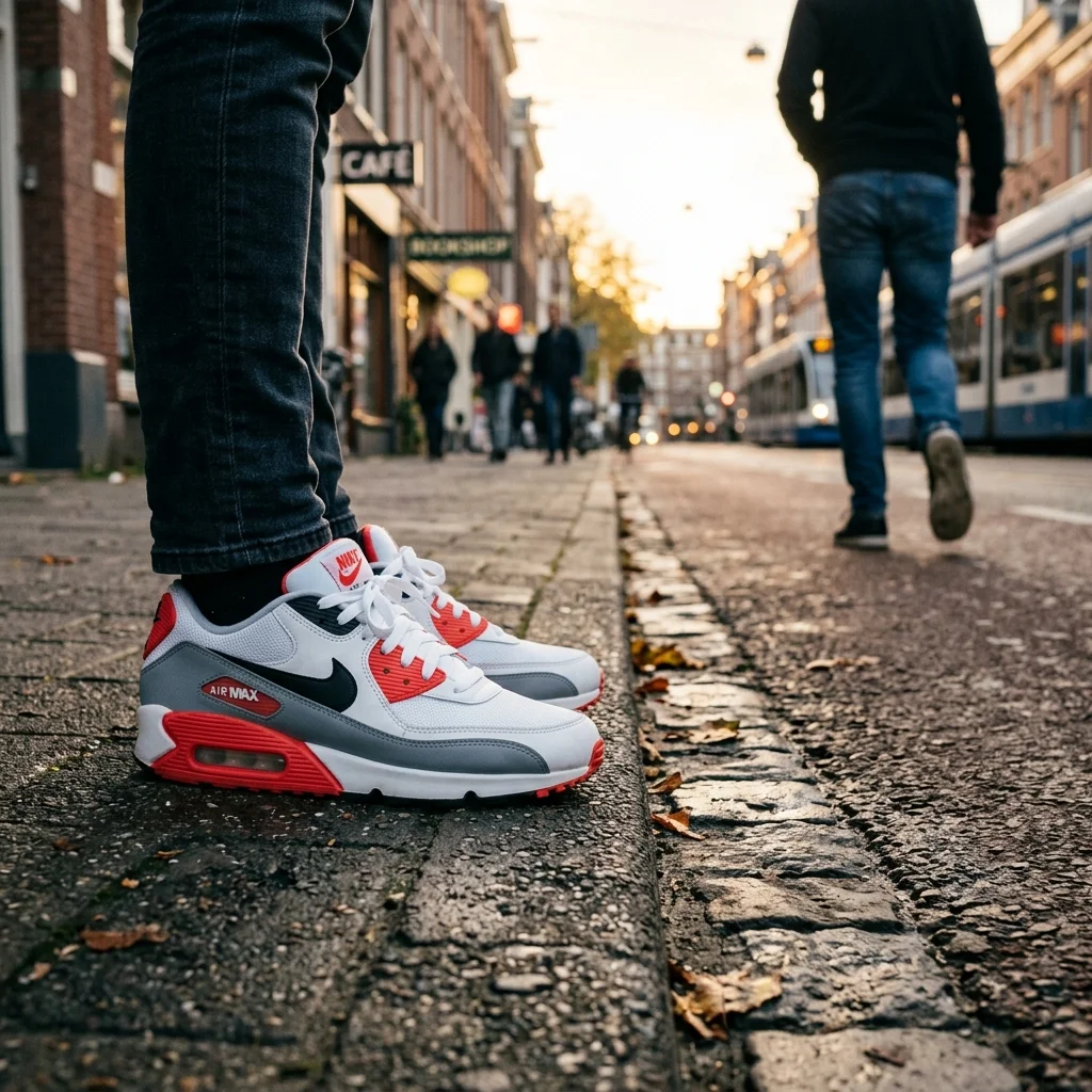 Stylish Nike Air Max lifestyle sneaker placed in a casual urban street environment