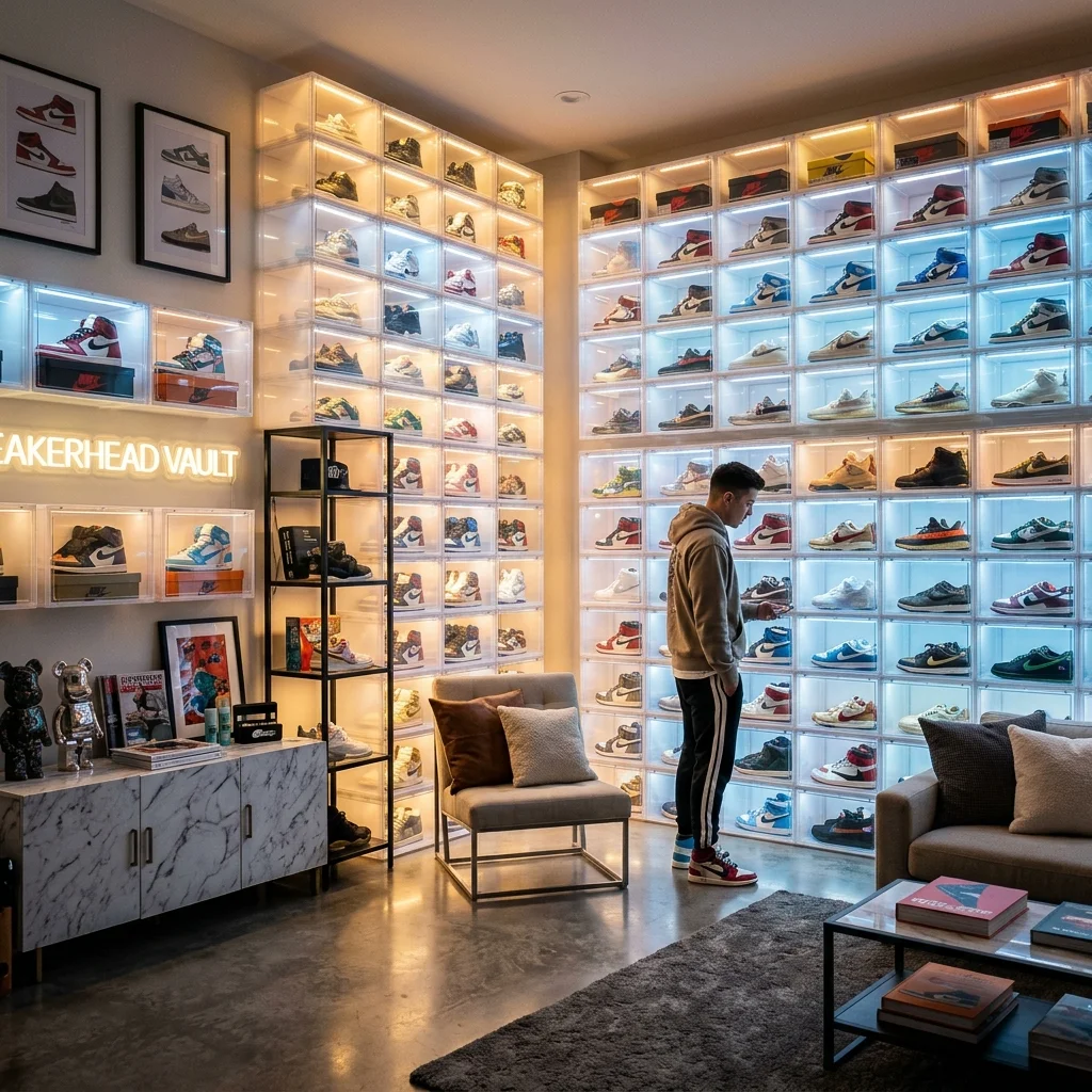 The Evolution of Sneaker Culture in the USA 3 Modern sneakerhead room with rare investment sneakers