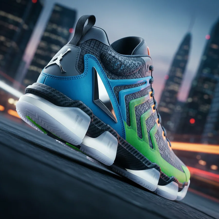 Dynamic shot of a modern Air Jordan new release sneaker, highlighting innovative materials and sleek, performance-oriented design.
