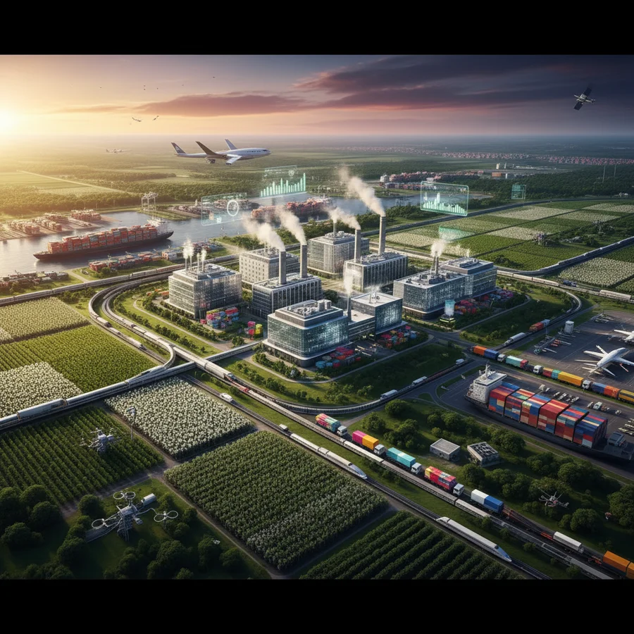 Global supply chain impact of a major sneaker brand like Nike, showing factories and logistics