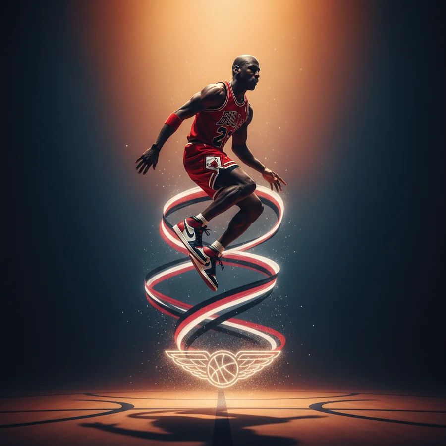 Michael Jordan in flight, symbolizing his unparalleled aura.