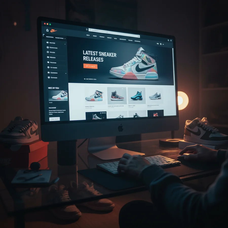 Nike.com homepage displaying latest sneaker releases