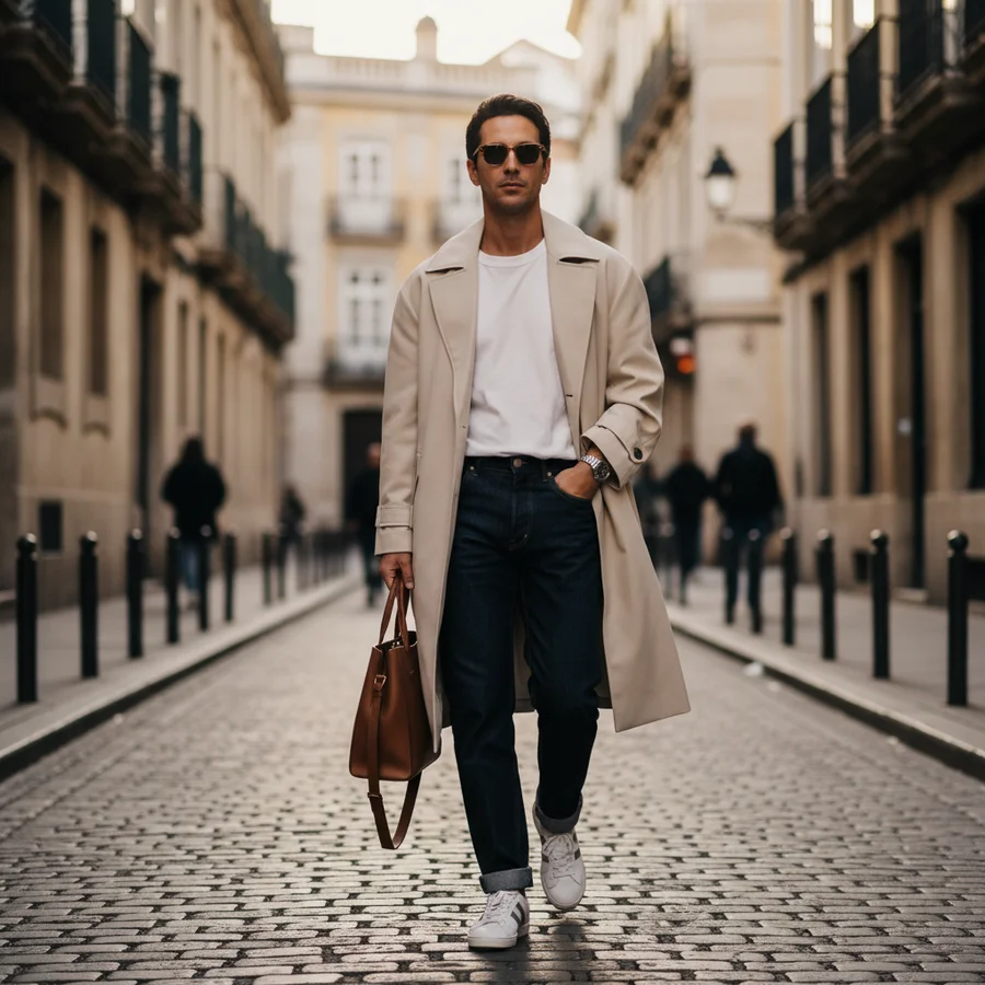 Stylish person wearing classic, non-hyped sneakers