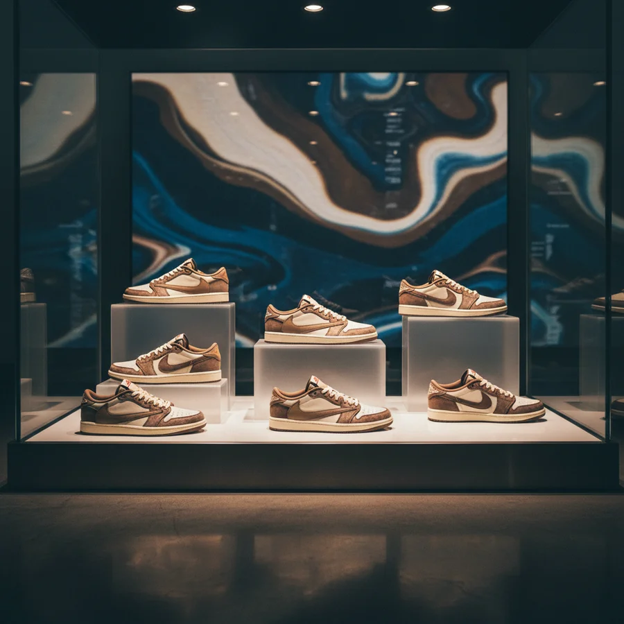 Travis Scott Air Jordan collaboration on display